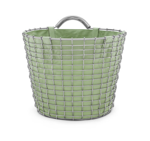 Handmade Basket Galvanized Steel Bin Series 16 with Liner Green